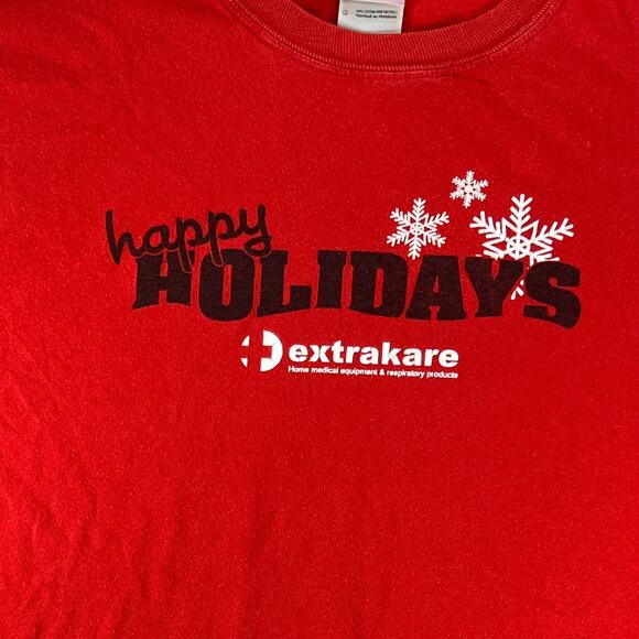 Gildan Men's Long Sleeve Crew Neck Tee Shirt Size Large Red 100% Cotton Holiday - Picture 3 of 12